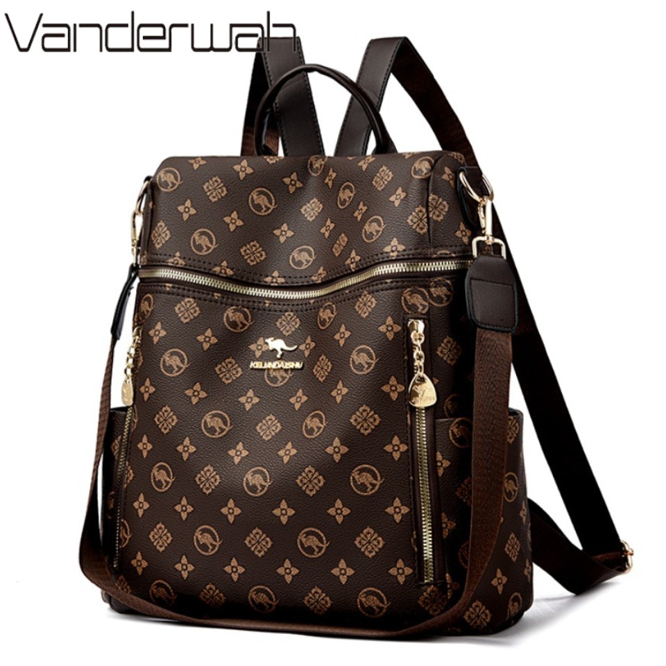 Embroidery Design Logo - Genuine Brand Women's Soft Leather Backpack