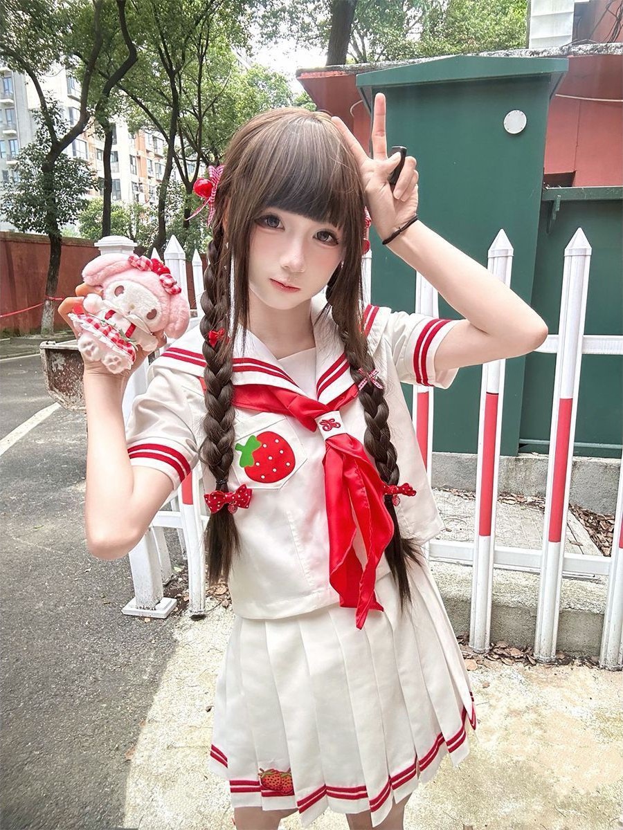 Embroidery Uniforms - Cute Strawberry Embroidery Japanese Style Sailor