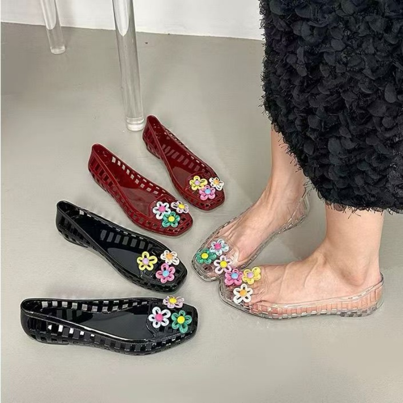 Hollowed kawaii dopamine Shoe  - đánh giá và giá Embroidery Flat Shoes