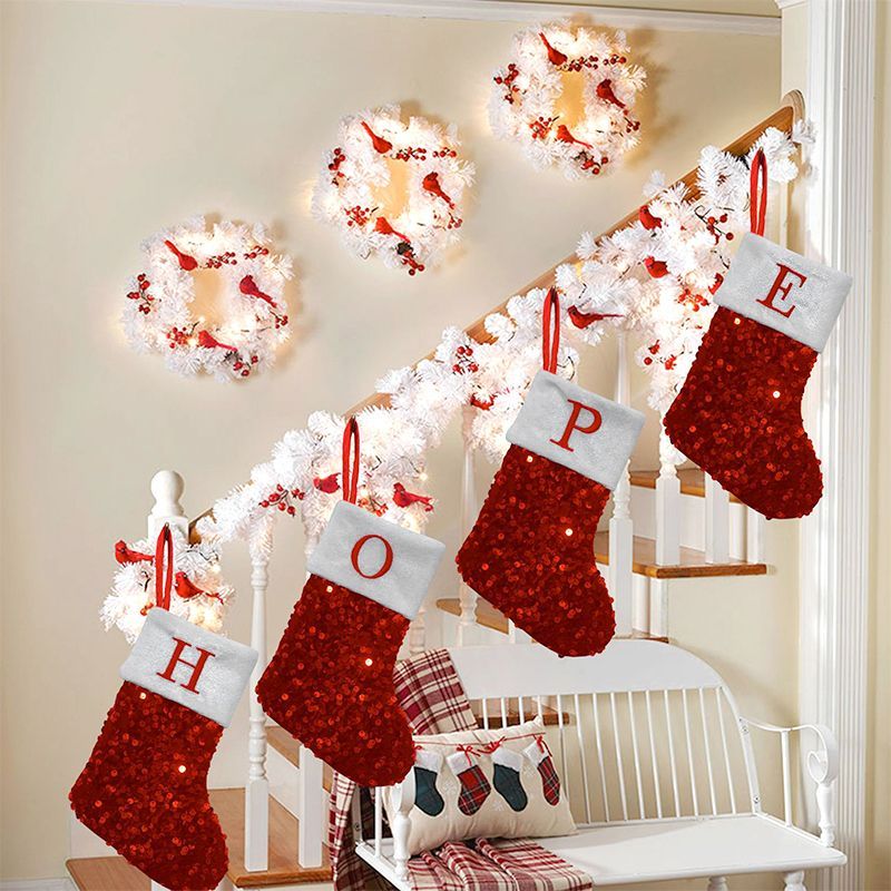 Red Sequin Christmas Stocking  - đánh giá và giá Embroidery Xmas Stocking