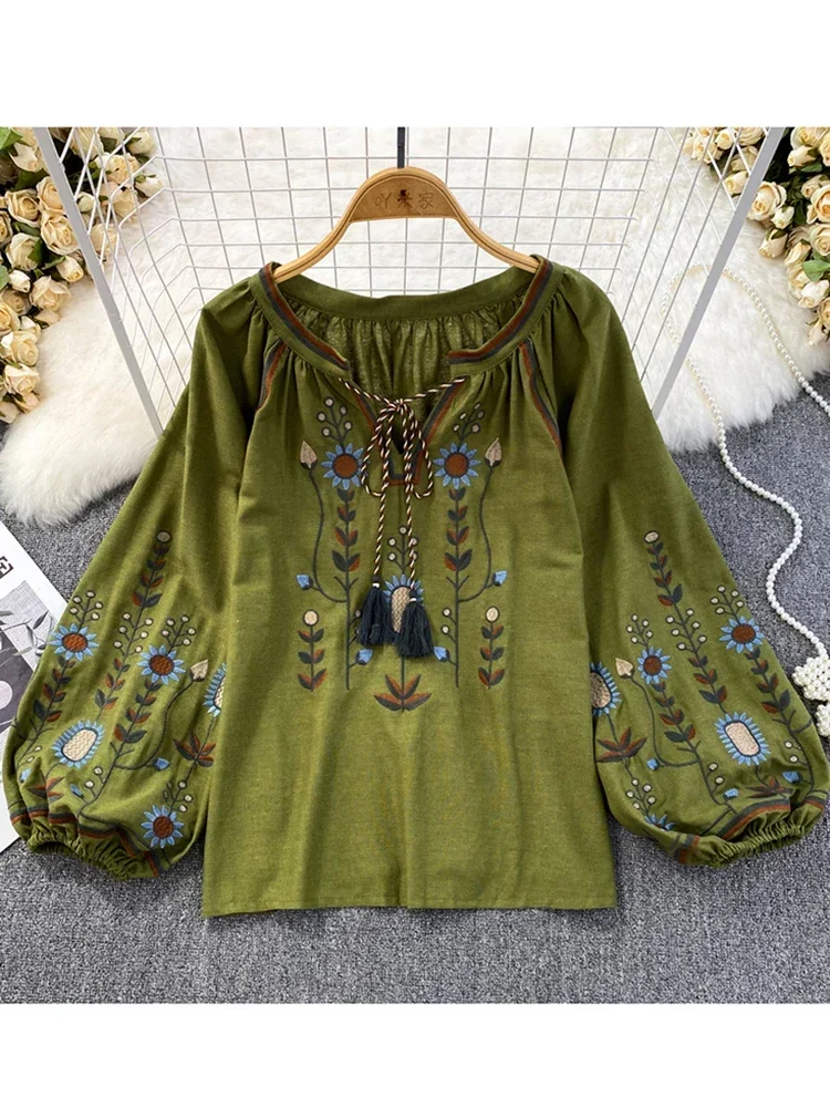 Women Spring Blouse Ethnic Sty - đánh giá và giá Embroidery On Shirt