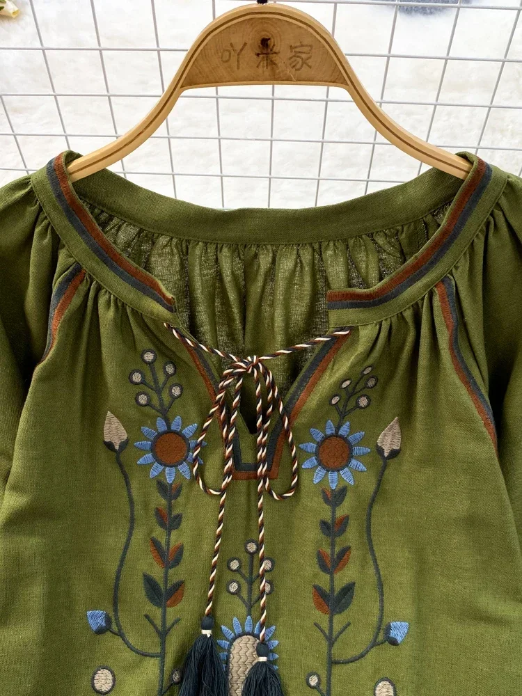Women Spring Blouse Ethnic Sty - đánh giá và giá Embroidery On Shirt