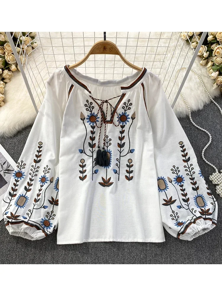 Women Spring Blouse Ethnic Sty - đánh giá và giá Embroidery On Shirt