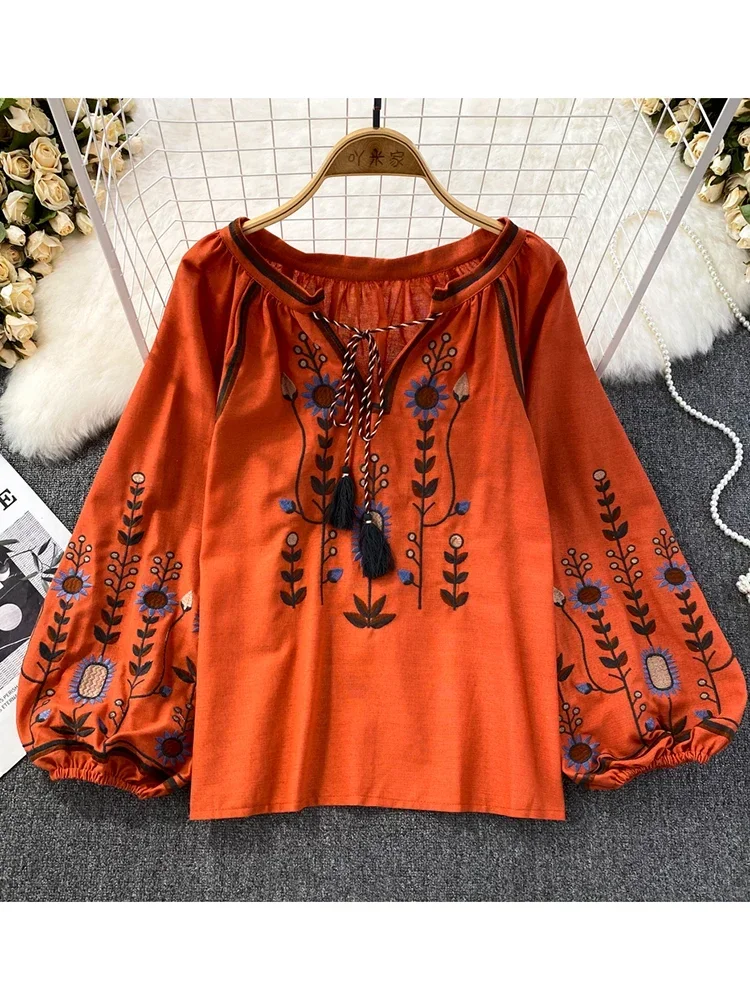 Women Spring Blouse Ethnic Sty - đánh giá và giá Embroidery On Shirt