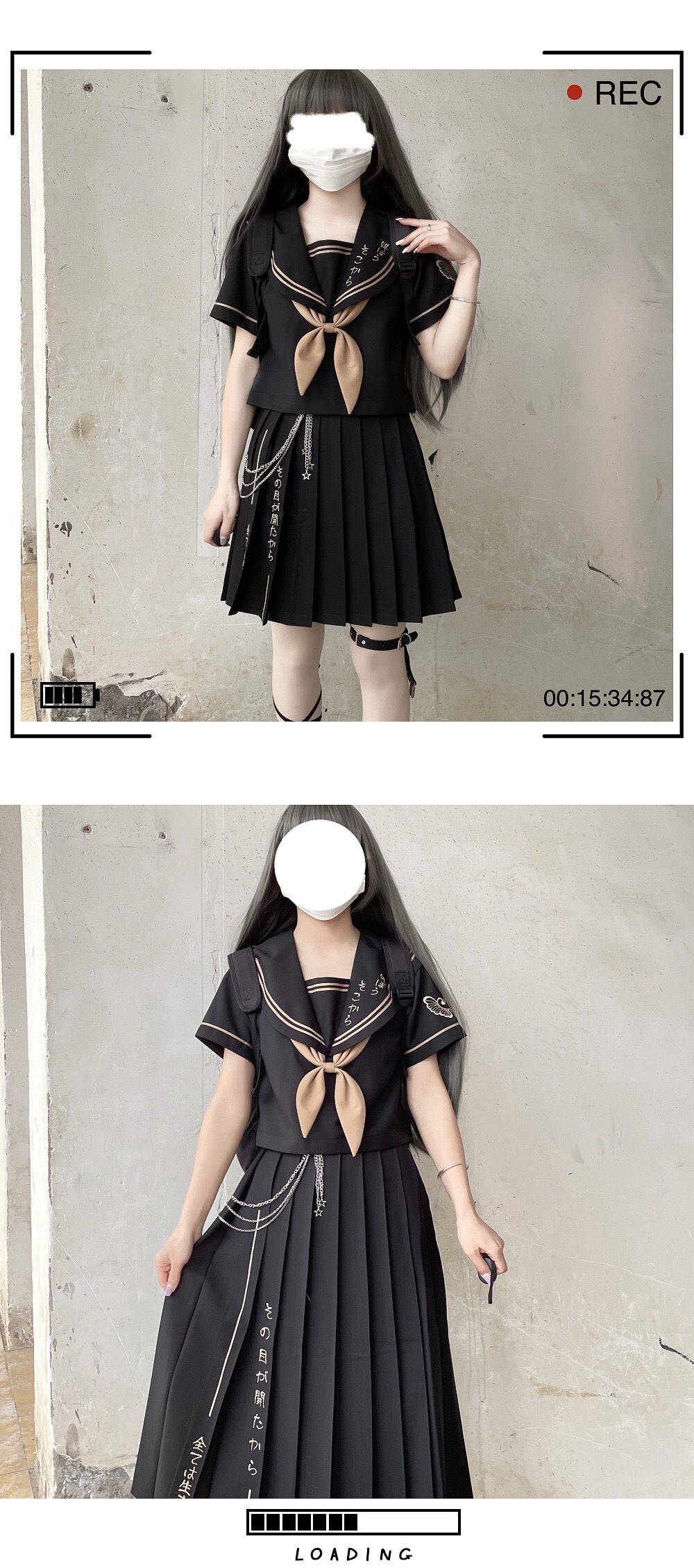Girl JK Sailor Suit Two Piece  - đánh giá và giá Embroidery Uniforms