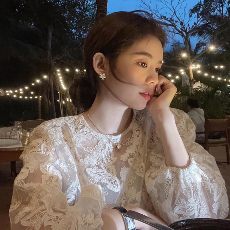 MEXZT Elegant Sheer White Shir - đánh giá và giá Embroidery On Shirt