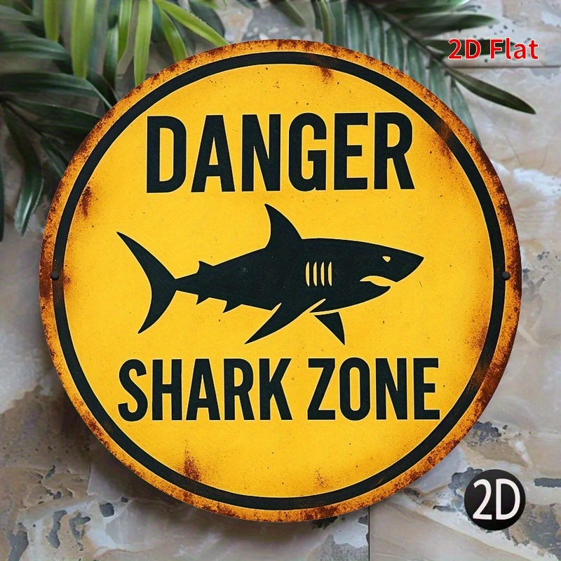 2D Metal Sign Shark Danger Zon - đánh giá và giá Embroidery Writing