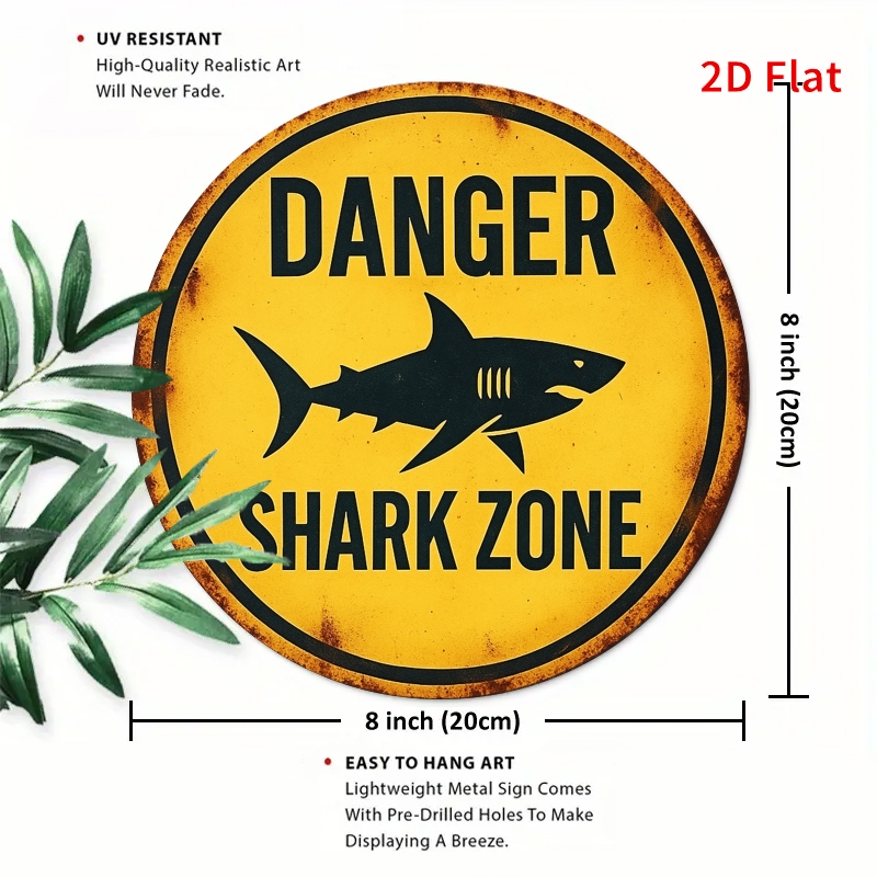 2D Metal Sign Shark Danger Zon - đánh giá và giá Embroidery Writing