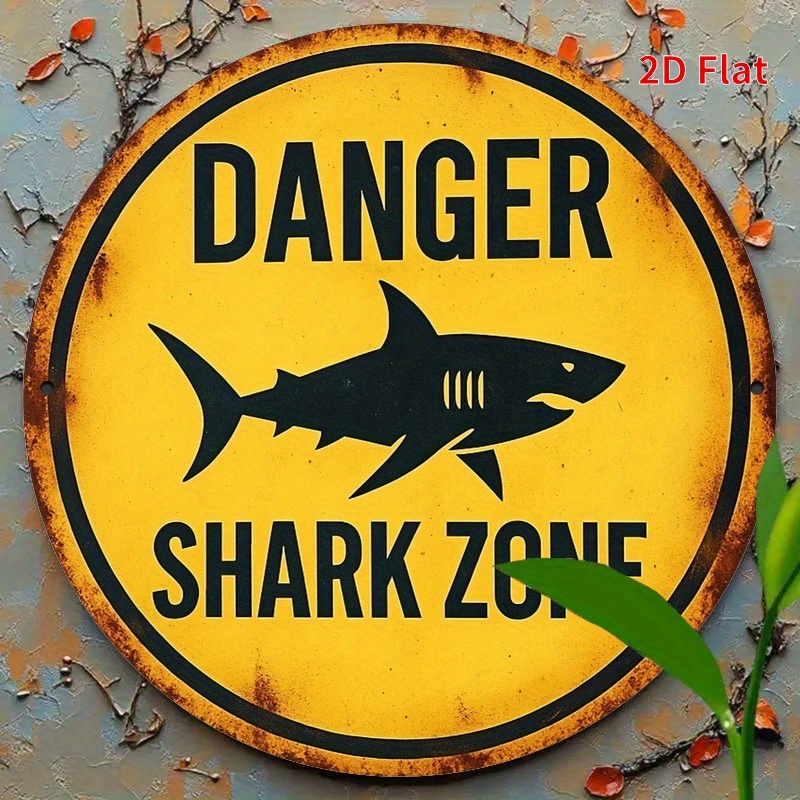 2D Metal Sign Shark Danger Zon - đánh giá và giá Embroidery Writing
