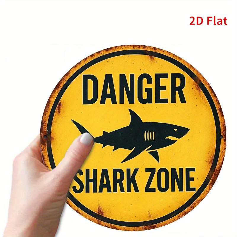 2D Metal Sign Shark Danger Zon - đánh giá và giá Embroidery Writing