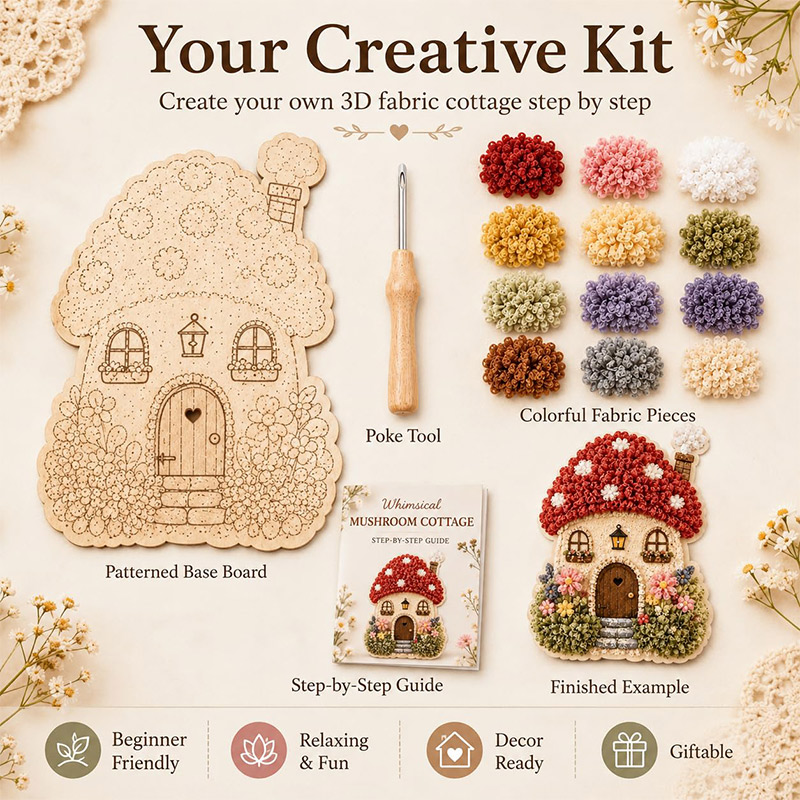 3D Mushroom House Poke Art DIY - đánh giá và giá Embroidery Needles