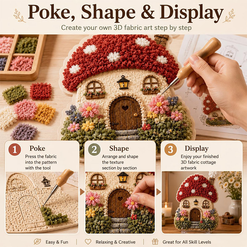 3D Mushroom House Poke Art DIY - đánh giá và giá Embroidery Needles