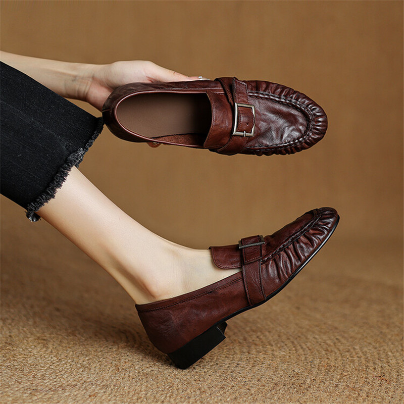 New Autumn Genuine Leather Wom - đánh giá và giá Embroidery Flat Shoes