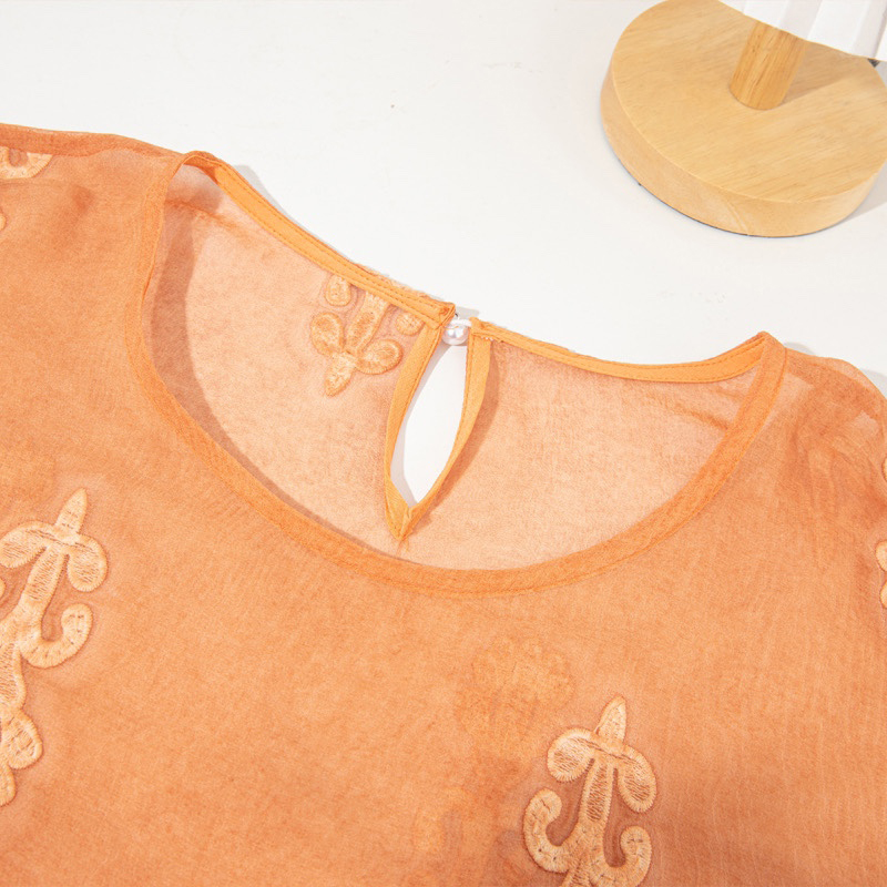 100% Mulberry Silk Women Long  - đánh giá và giá Embroidery On Shirt