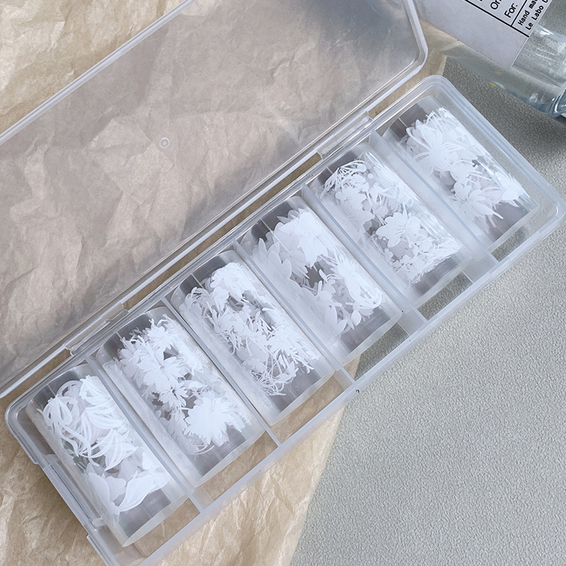 6rolls/box White Flowers Nail  - đánh giá và giá Transfer Paper Carbon